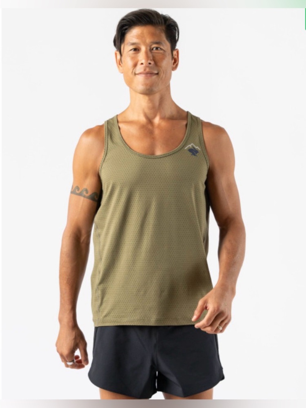Rabbit Men's Olive Green Athletic Tank Top Perf Trail MD